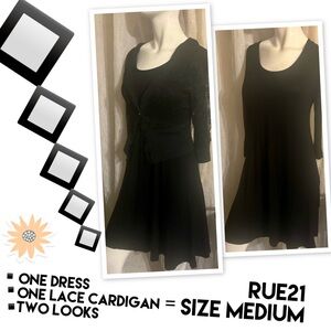 Rue21 Black Dress with Lace Cardigan